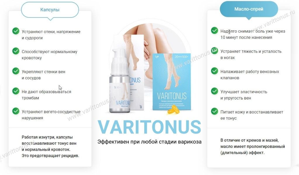 Преимущества средства Варитонус от варикоза